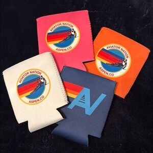 Aviator Nation Aspen koozie  set - navy, pink, orange and white never used
